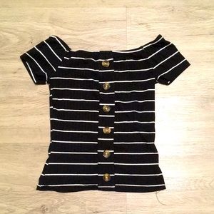 Black and white button down